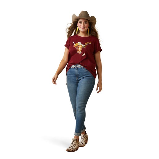 Women's R.E.A.L. Daisy Steer T-Shirt in Red
