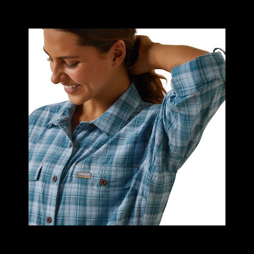 Women's Rebar Made Tough DuraStretch Work Shirt in Blue