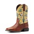Kid's Round Up Wide Square Toe Western Boot in Brown