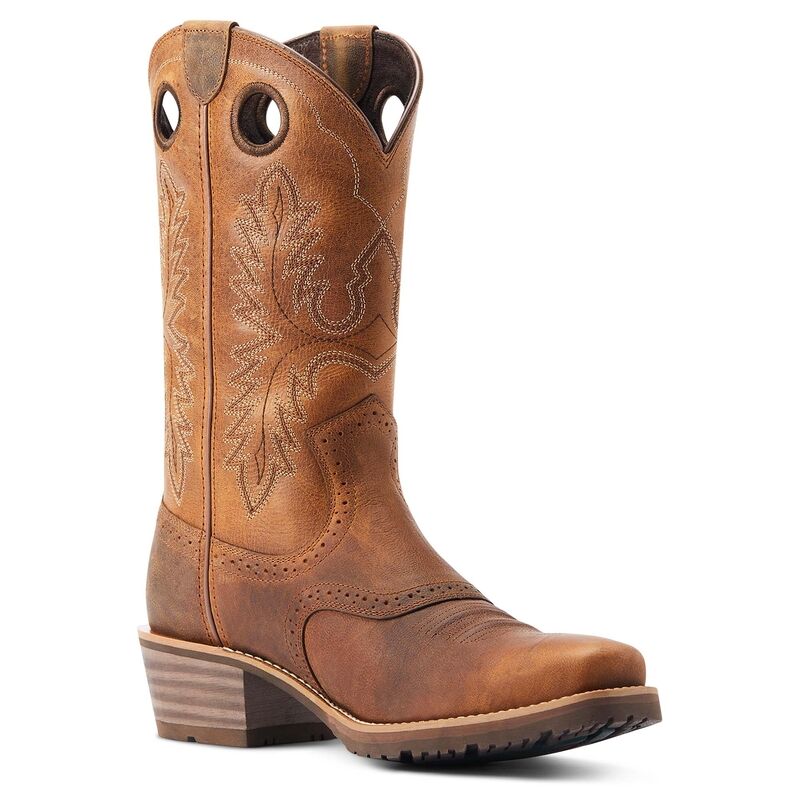 Men's Hybrid Roughstock Square Toe Western Boot in Brown