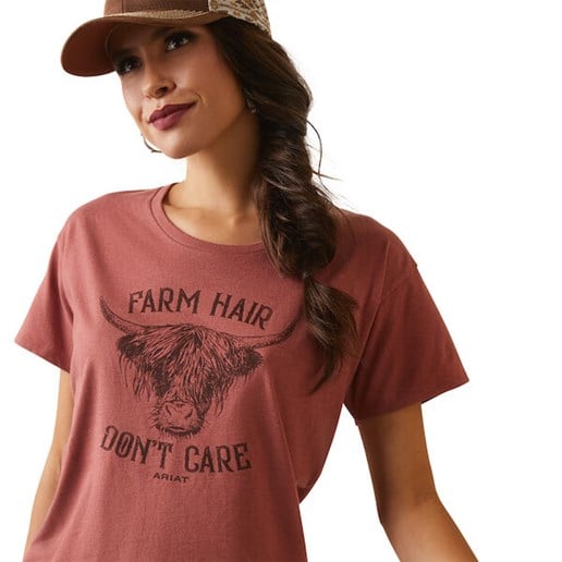 Women's Ariat Farm Hair T-Shirt in Red