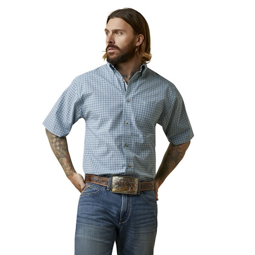 Men's Pro Series Odell Classic Fit Shirt in Turquoise Plaid