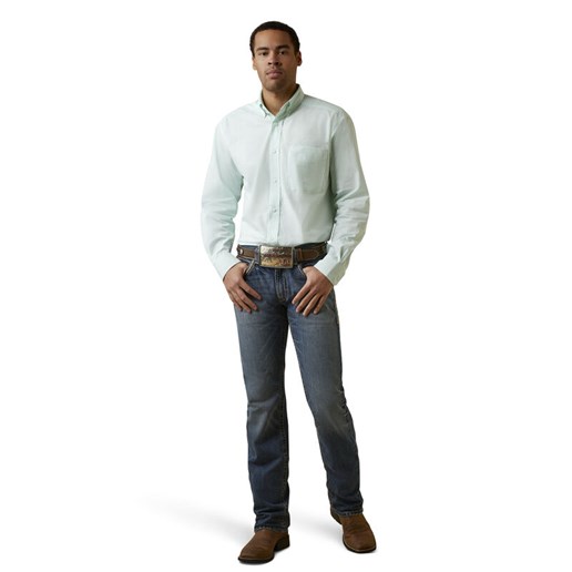 Men's Solid Slub Classic Fit Shirt in Green