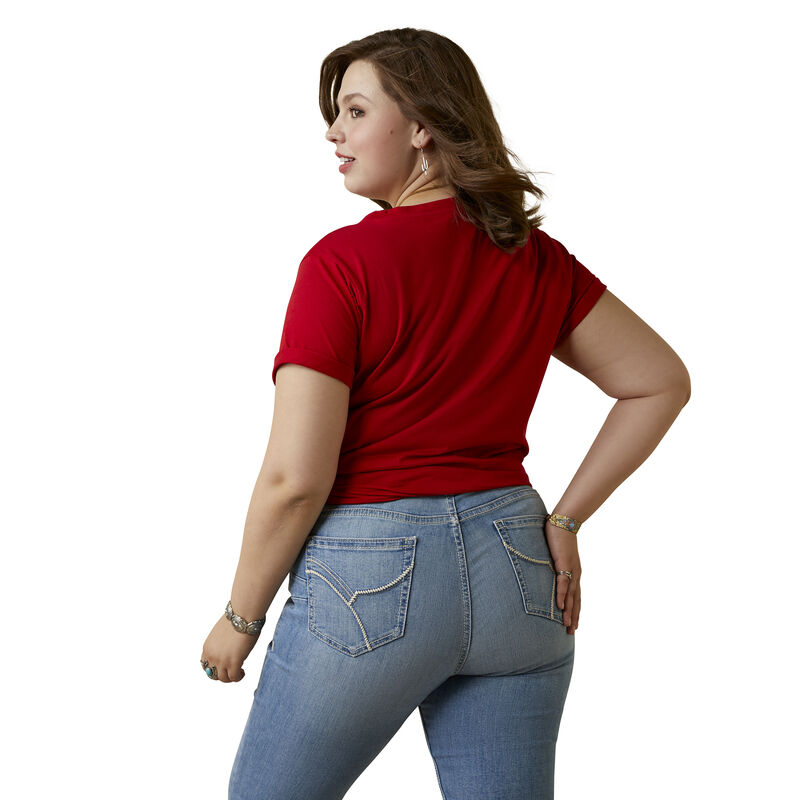 Women's Flower Cow T-Shirt in Red