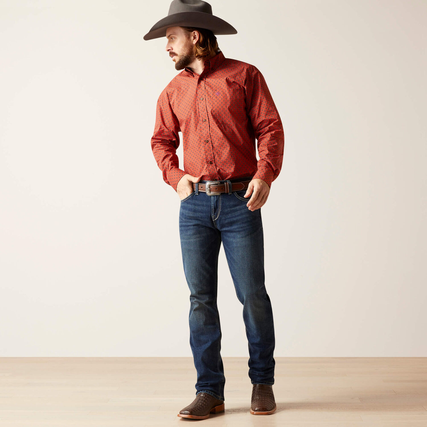 Ariat Men's Samson Classic Fit Shirt in Terra Rouge