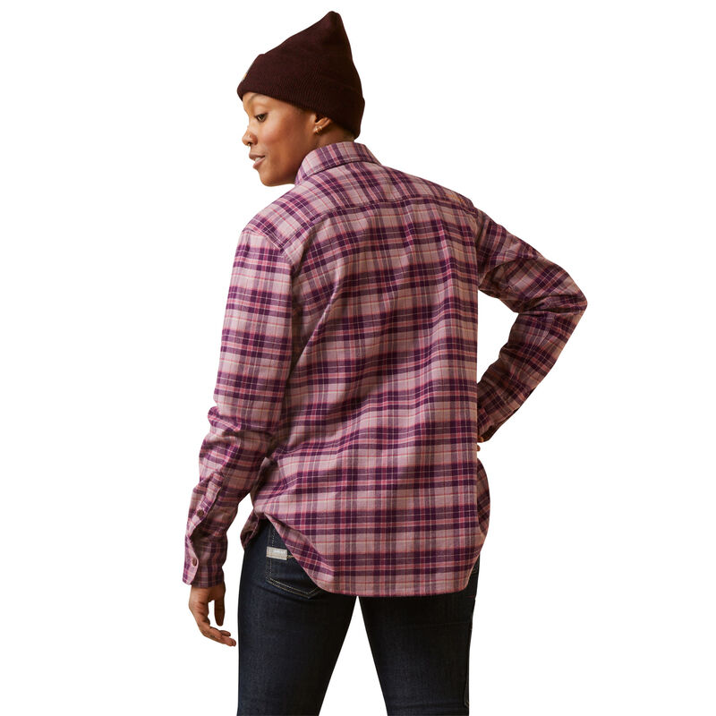 Ariat Women's Rebar Flannel DuraStretch Work Shirt in Potent Purple Plaid