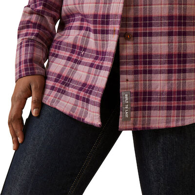 Ariat Women's Rebar Flannel DuraStretch Work Shirt in Potent Purple Plaid