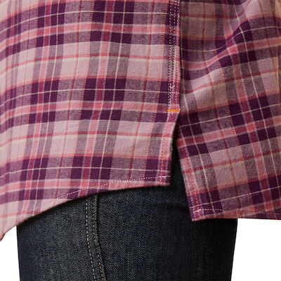 Ariat Women's Rebar Flannel DuraStretch Work Shirt in Potent Purple Plaid