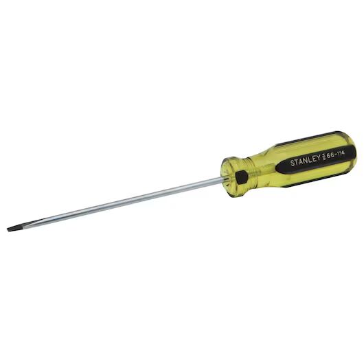 Stanley 100 Plus Extra Light Blade Cabinet Tip Screwdriver, 1/8-In x 4-In