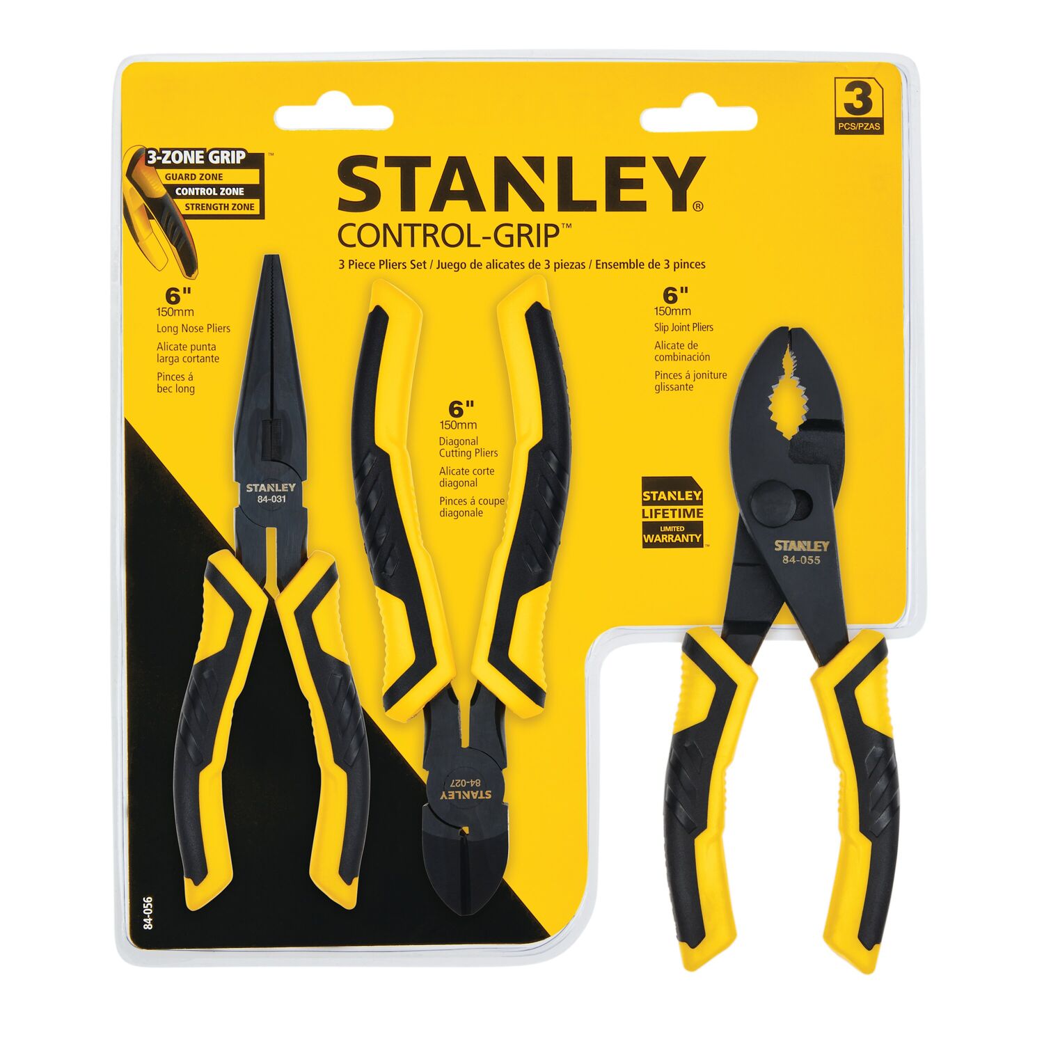Stanley 3-Piece Bi-Material Pliers Set