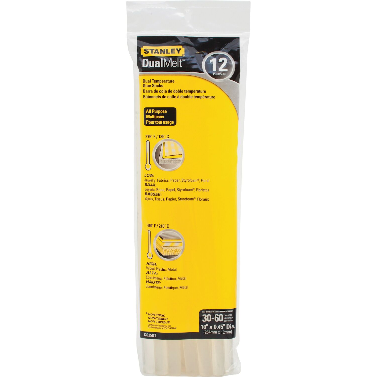 Stanley Hot Glue Sticks, Dual Temp, 10-Inch, 12-Pack