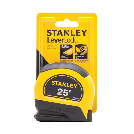 Stanley Leverlock Tape Measure, 25-Ft