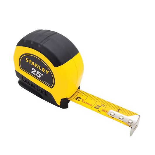 Stanley Leverlock Tape Measure, 25-Ft