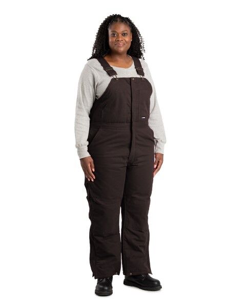 Women's Softstone Duck Insulated Bib Overall in Dark Brown