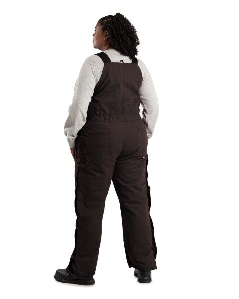 Women's Softstone Duck Insulated Bib Overall in Dark Brown