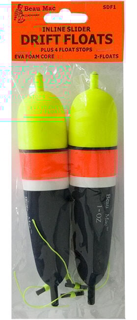 Beau Mac Inline Slider Drift Floats, 1/4-Oz, 2-Pk