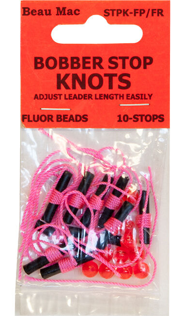 Beau Mac Fluorescent Pink Bobber Stop Knots, 10-Pk
