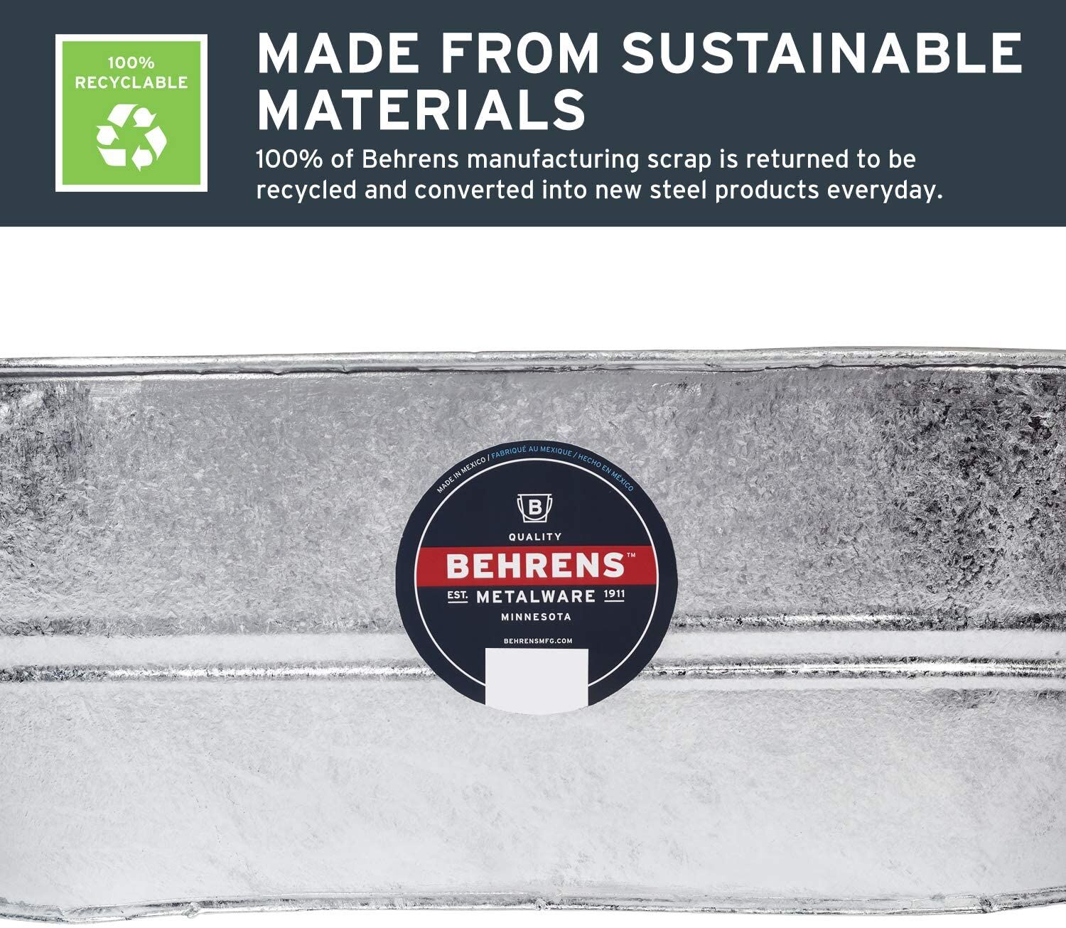 Behrens Hot Dipped Steel Oval Tub, 10.5-Gal