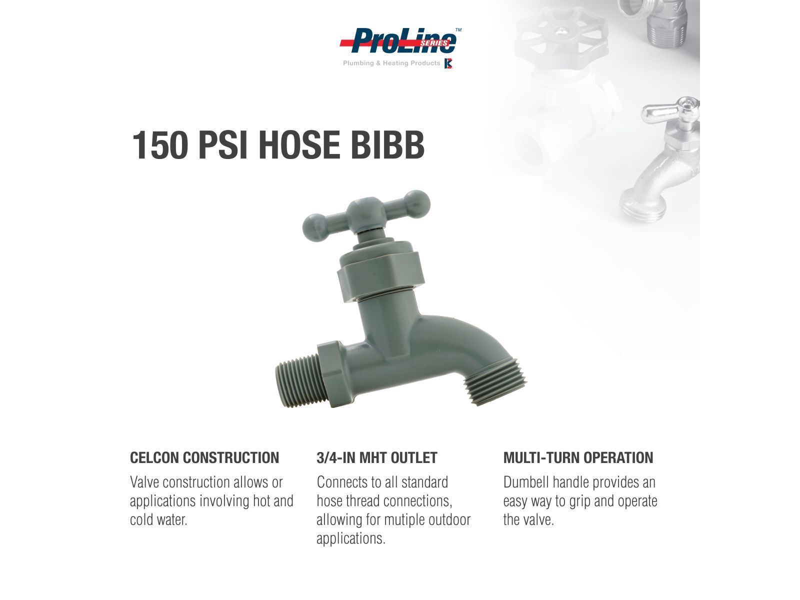 ProLine Celcon Hose Bibb, 1/2-In MIP x 3/4-In MHT