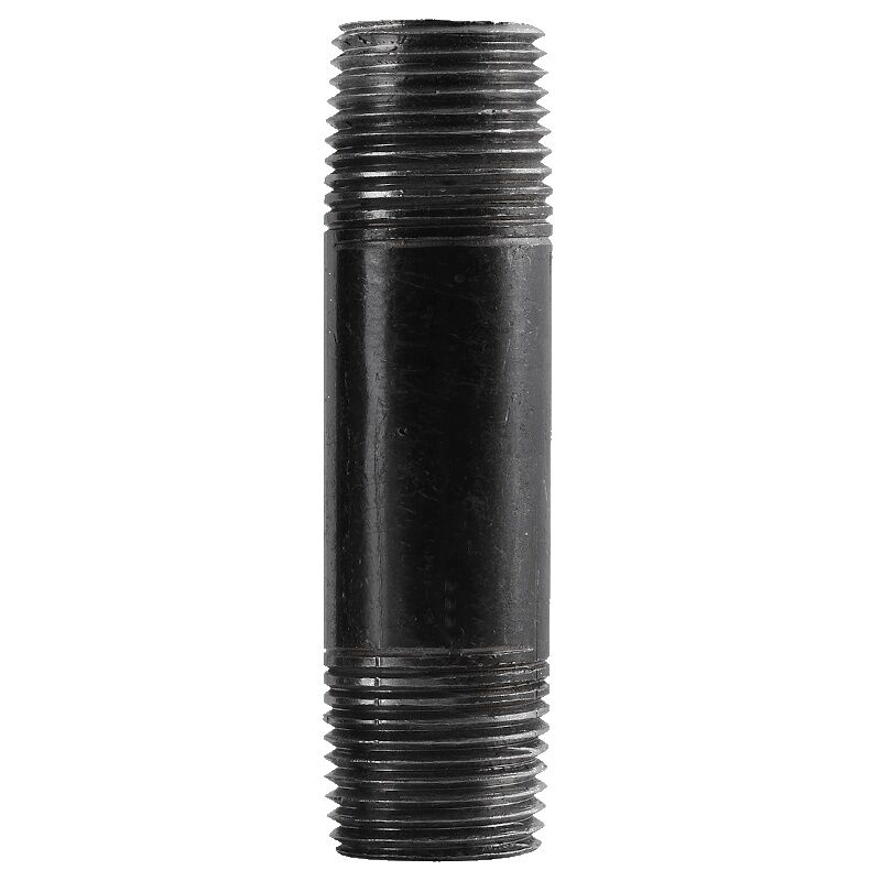 STZ Industries Schedule 40 Black Steel Pipe Nipple, 3/8-In x 3/8-In x 4-In