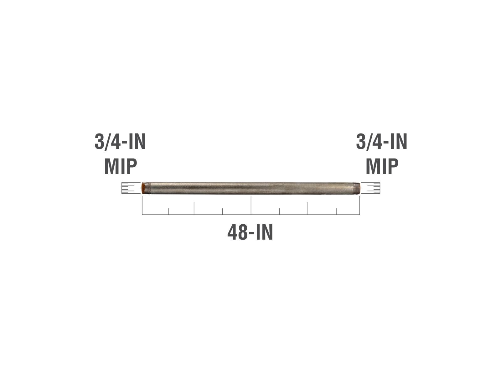 Southland Galvanized Steel Schedule 40 Pipe, 3/4-In x 3/4-In x 48-In