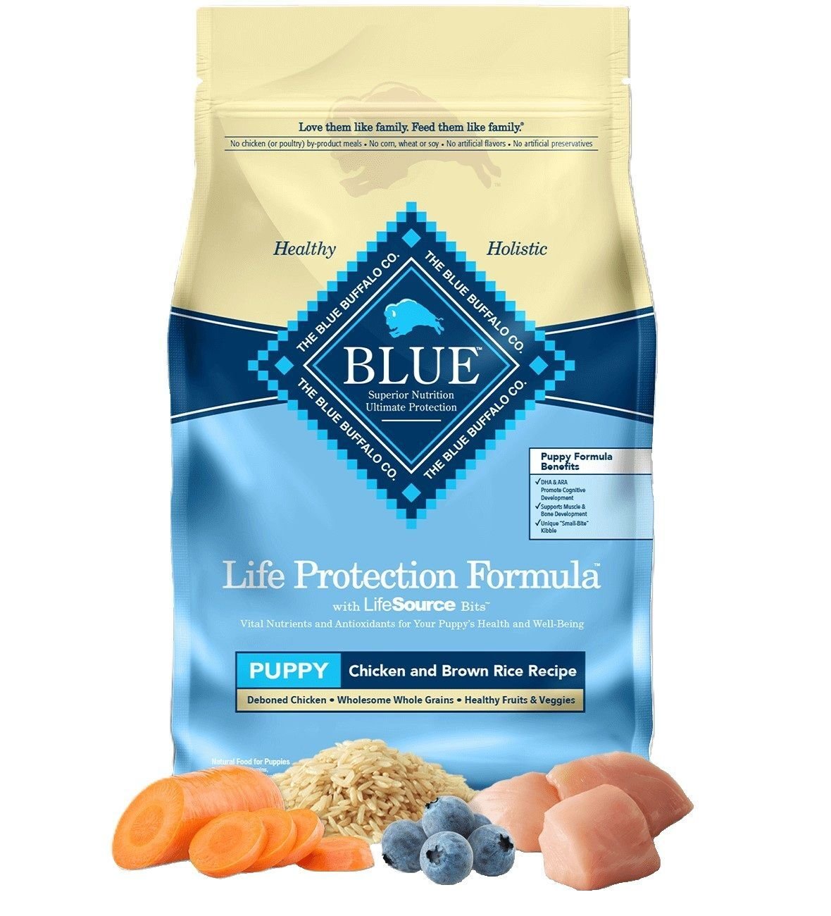 Blue Buffalo Puppy Life Protection Formula Chicken and Brown Rice Recipe Dog Food, 30-Lb