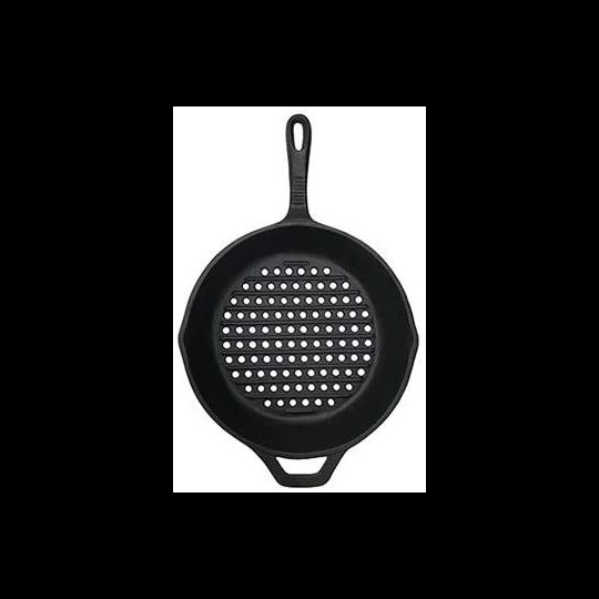 Grill Zone Grill Pan with Holes, Cast Iron, 10.25-In