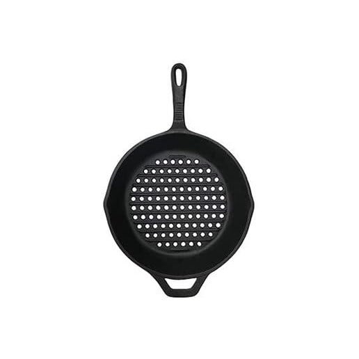 Cast Iron Round Grill Pan With Holes 10.25-In