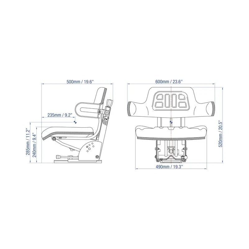 Barber Equipment Yellow Agricultural Universal Suspension Seat