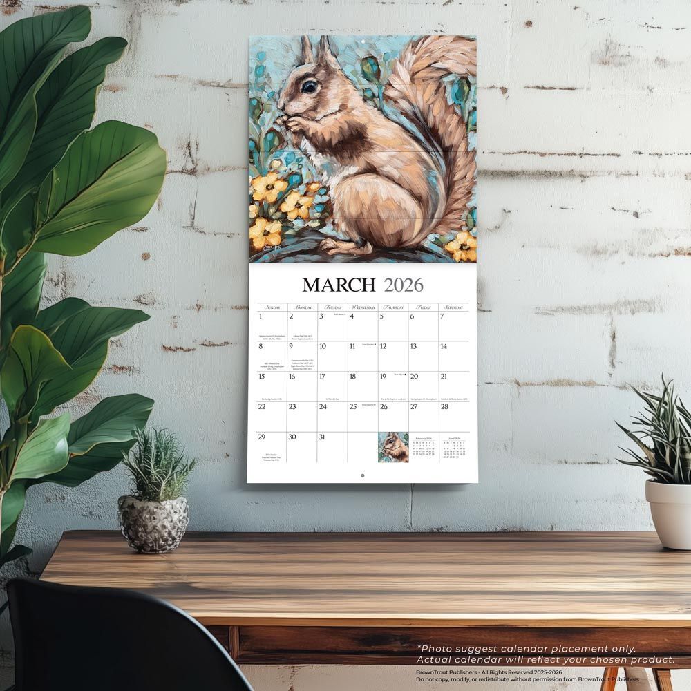Brown Trout Publisher 2026 Barnyard Friends Monthly Square Wall Calendar, 12-In x 24-In