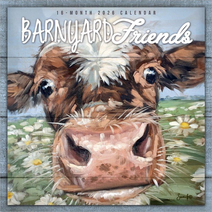 Brown Trout Publisher 2026 Barnyard Friends Monthly Square Wall Calendar, 12-In x 24-In