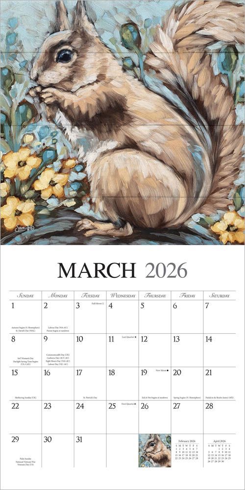 Brown Trout Publisher 2026 Barnyard Friends Monthly Square Wall Calendar, 12-In x 24-In