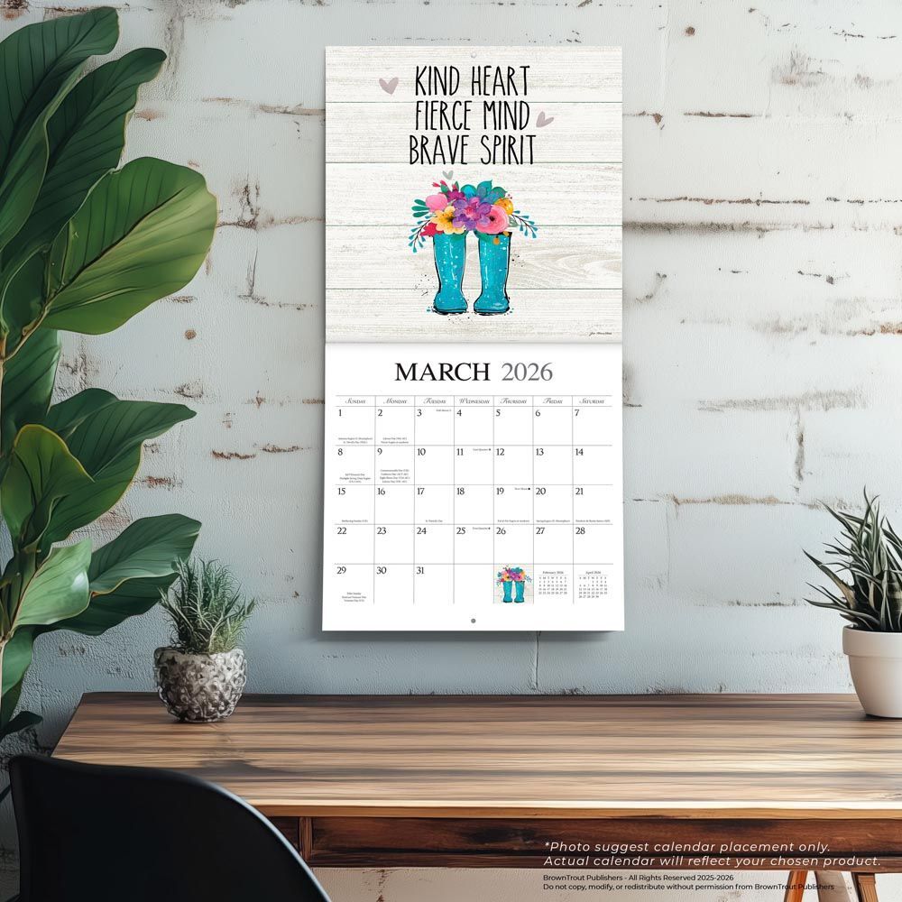 Brown Trout Publisher 2026 Love the Journey Monthly Square Wall Calendar, 12-In x 24-In