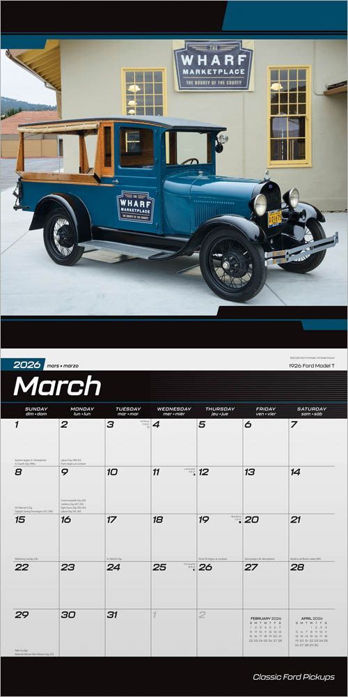 Brown Trout Publisher 2026 Classic Ford Pickups Monthly Square Wall Calendar, 12-In x 24-In