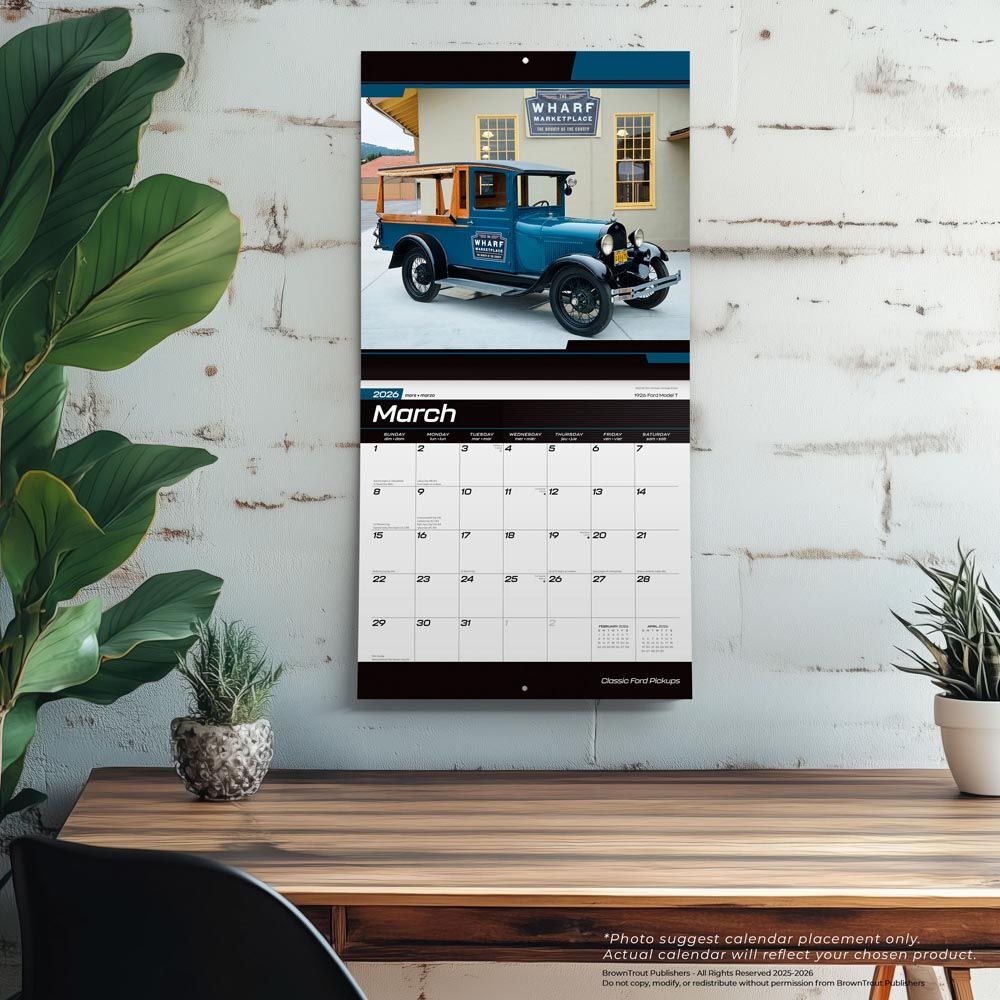 Brown Trout Publisher 2026 Classic Ford Pickups Monthly Square Wall Calendar, 12-In x 24-In