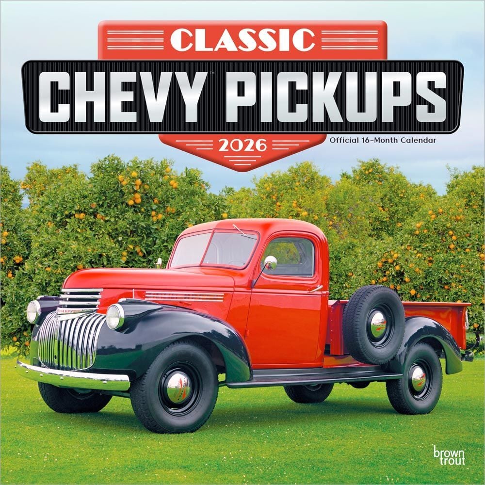 Brown Trout Publisher 2026 Classic Chevy Pickups Monthly Square Wall Calendar, 12-In x 24-In