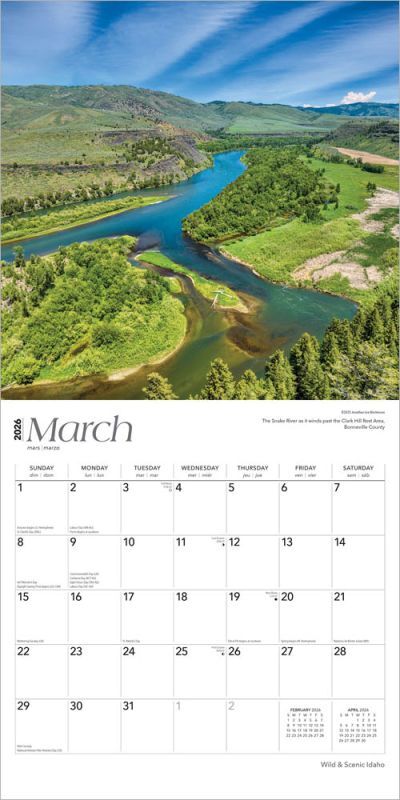 Brown Trout Publisher 2026 Idaho Wild & Scenic Monthly Square Wall Calendar, 12-In x 24-In