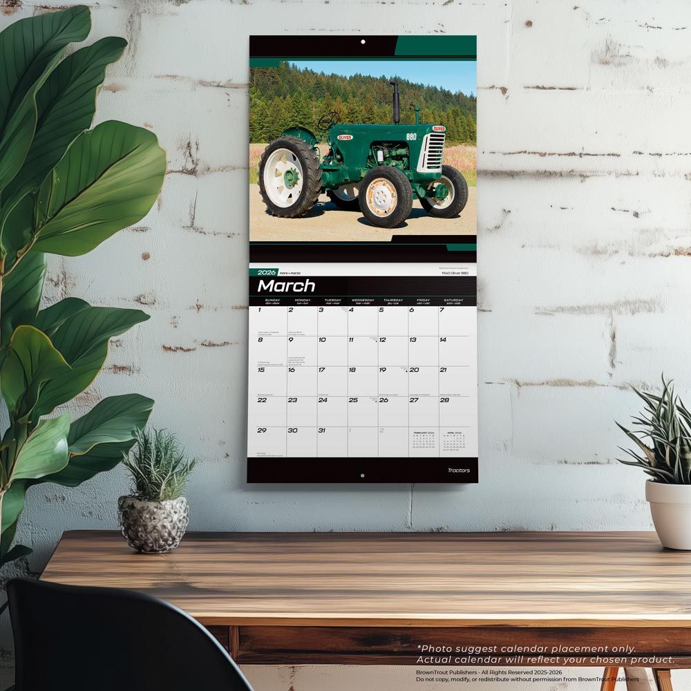 Brown Trout Publisher 2026 Tractors Monthly Squar Wall Calendar, 12-In x 24-In