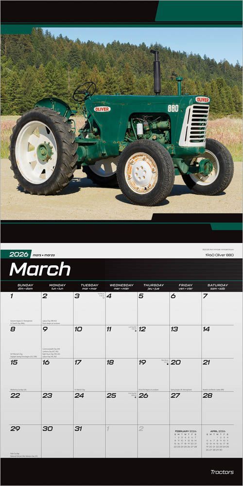 Brown Trout Publisher 2026 Tractors Monthly Squar Wall Calendar, 12-In x 24-In