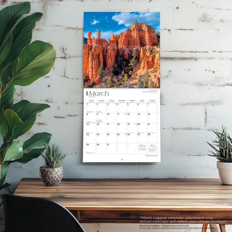 Brown Trout Publisher 2026 Utah Wild & Scenic Monthly Square Wall Calendar, 12-In x 24-In