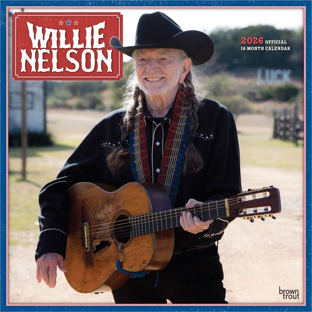 Brown Trout Publisher 2026 Willie Nelson Monthly Square Wall Calendar, 12-In x 24-In