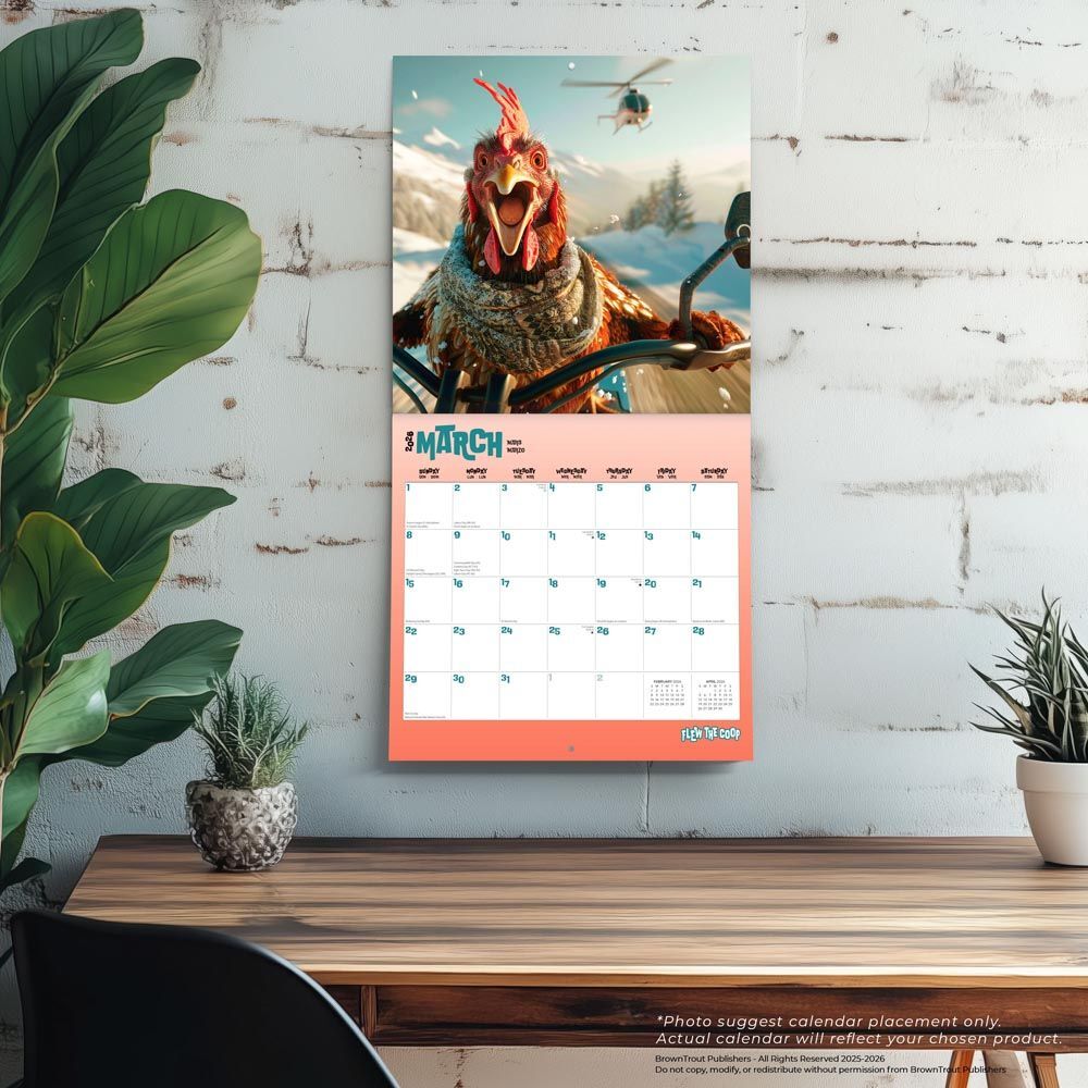 Brown Trout Publisher 2026 Flew the Coop Monthly Square Wall Calendar, 12-In x 24-In