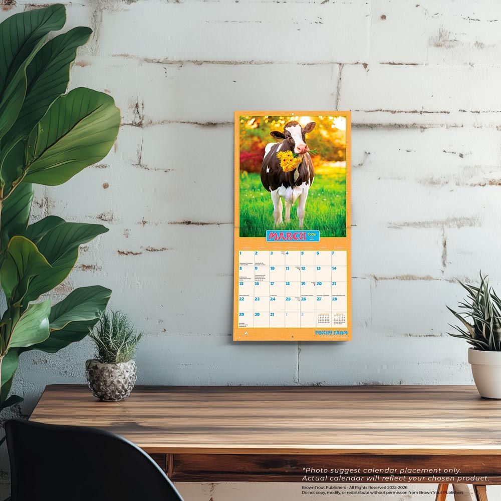 Brown Trout Publisher 2026 Avanti Funny Farm Monthly Mini Wall Calendar, 7-In x 14-In