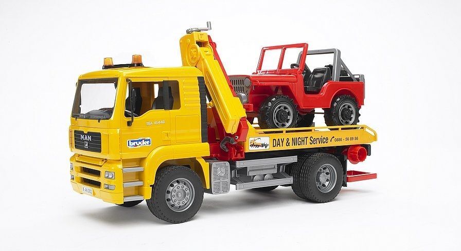Bruder TGA Breakdown Truck with Cross Country Vehicle Toy Set