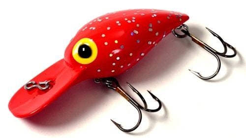 Brad's Killer Fishing Gear Wiggler Fluorescent Red/Silver Flake Crankbait, 3/8-Oz, 3-In