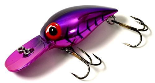 Brad's Killer Fishing Gear Wiggler Metallic Cerise/Black Herringbone Crankbait, 3/8-Oz, 3-In