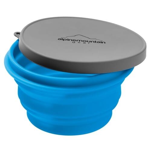 Alpine Mountain Gear Large Blue Collapsible Silicone Bowl With Lid