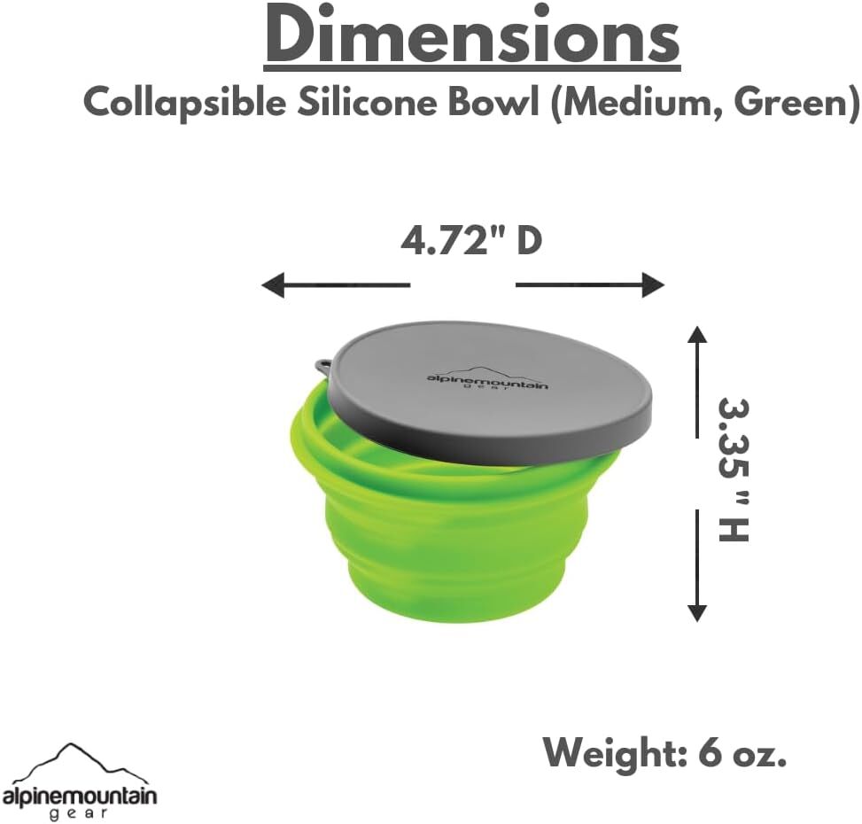 Alpine Mountain Gear Green Medium Collapsible Silicone Bowl With Lid