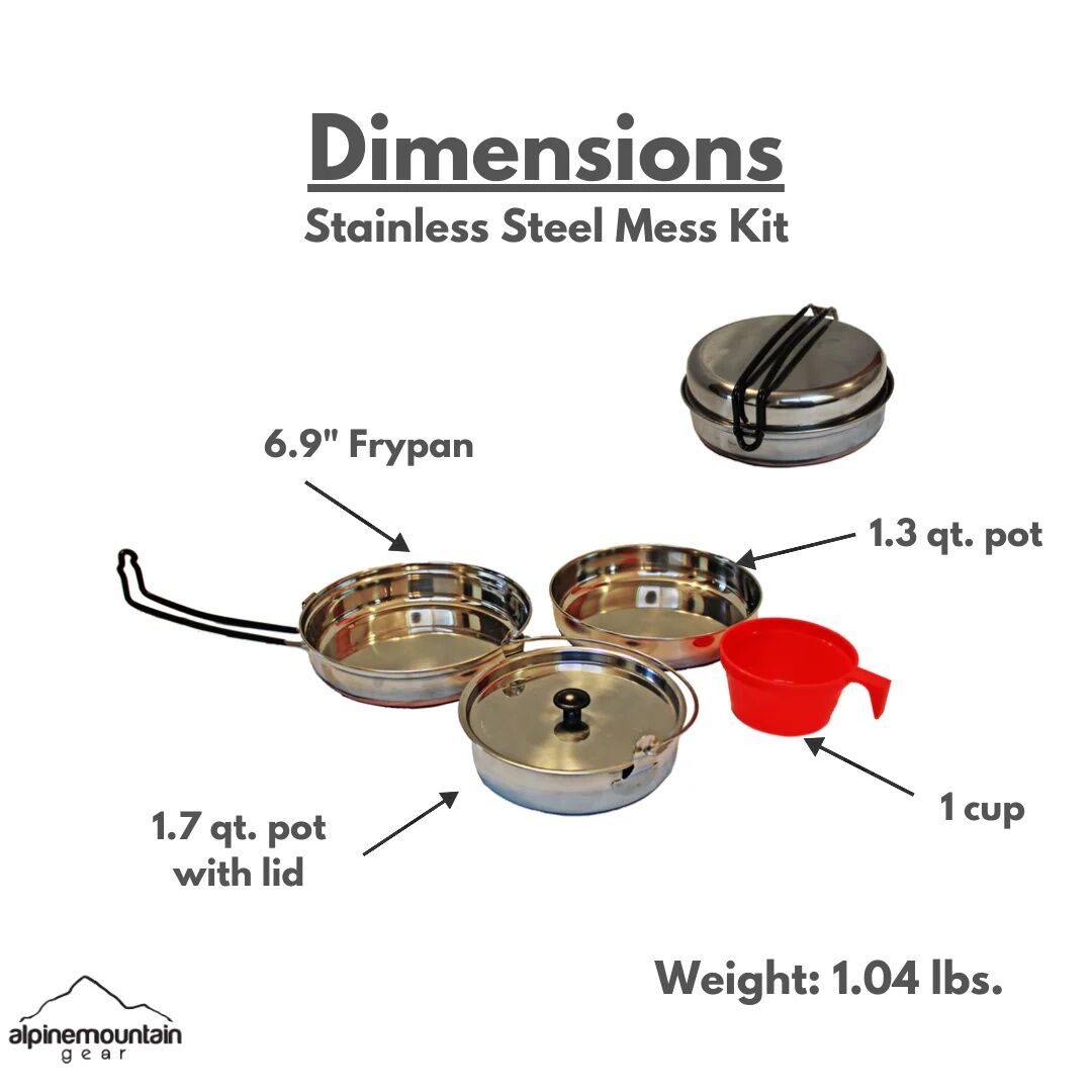 Alpine Mountain Gear Stainless Steel Mess Kit