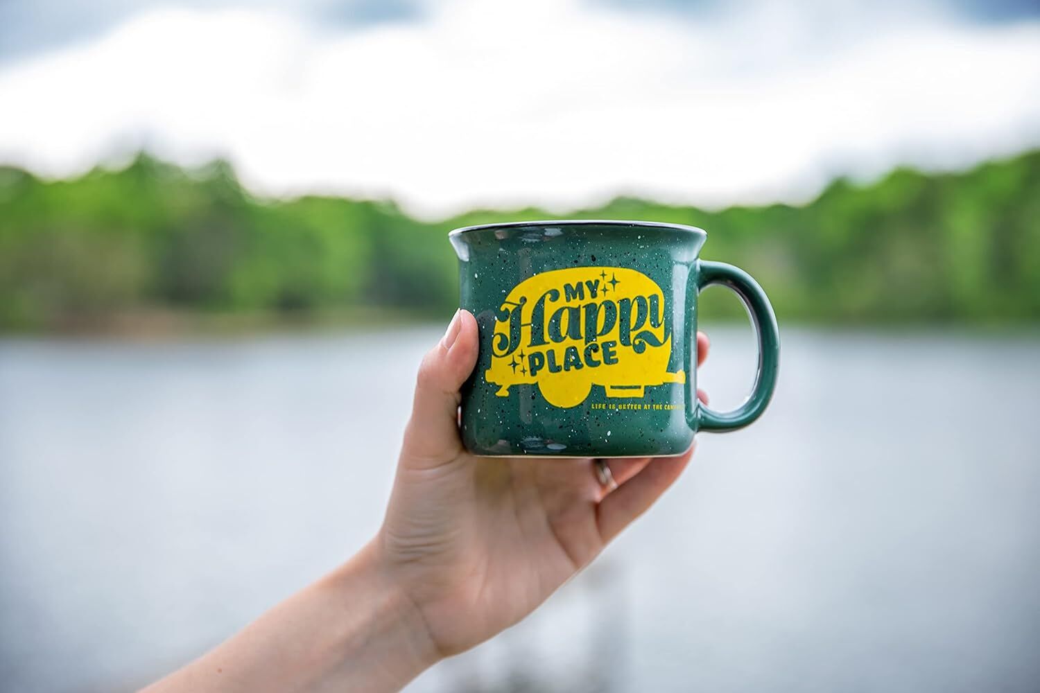 Camco  Life Is Better At The Campsite My Happy Place Ceramic Mug, 14-Oz